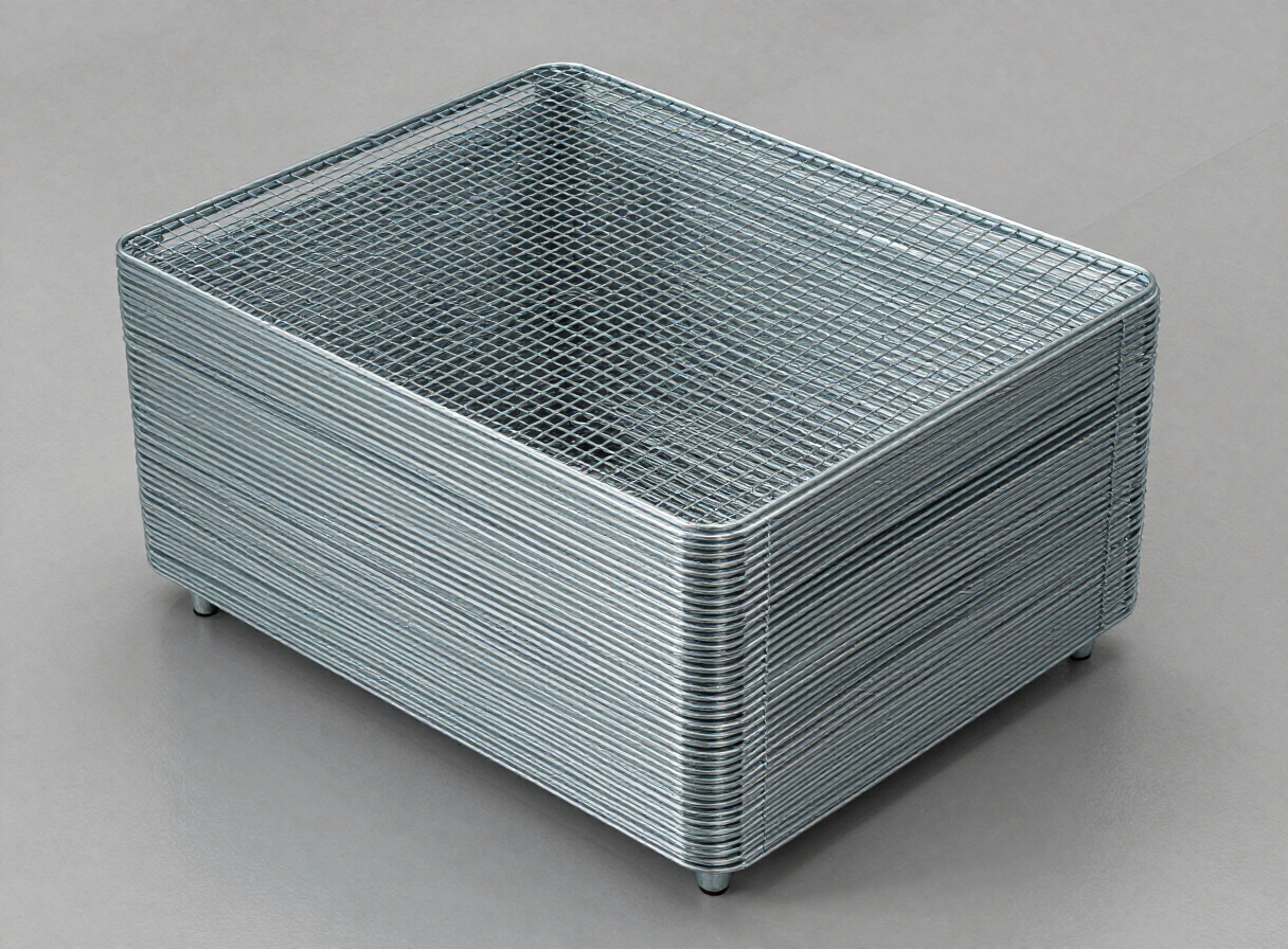 Folded configuration of the wire mesh container
