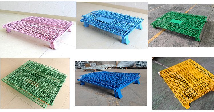 Powder-coated wire mesh container with half-drop gate