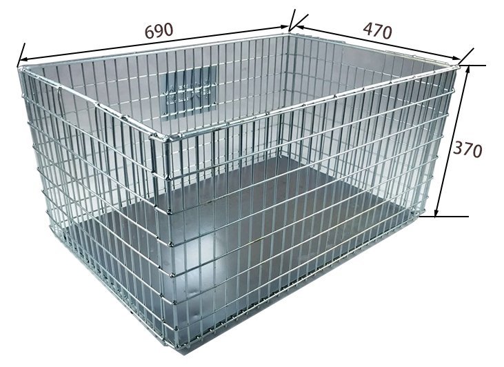 Custom metal storage bin with forklift pockets and forklift base