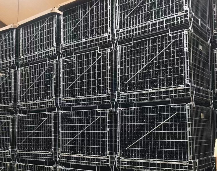 Wine Cages Stacked in Warehouse